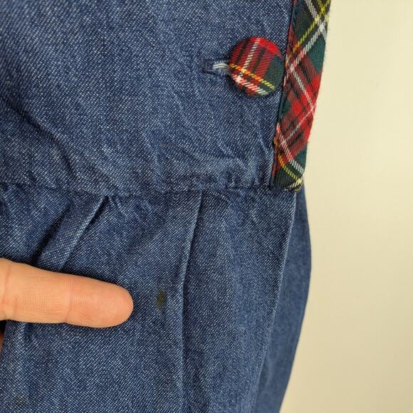 Talbots Midi Jumper Dress 6P Blue Denim Tartan Plaid Vintage 90s Teacher Preppy - Picture 10 of 10